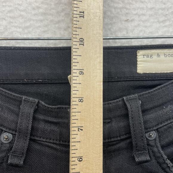 Rag and Bone Jeans Womens 25 Black Soft Rock Skinny Distressed Low Rise USA - Picture 10 of 12